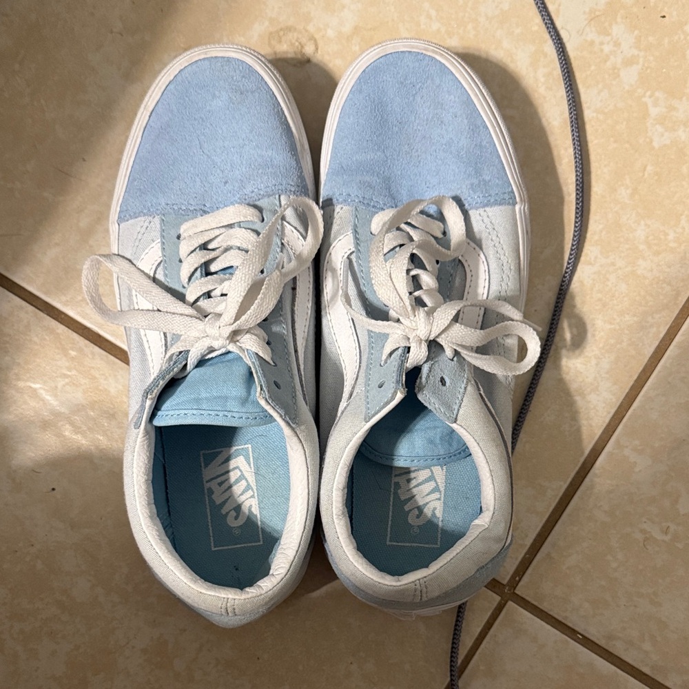 Vans Low-Top Sneakers in Sky Blue and White